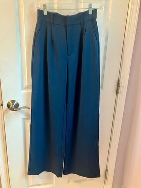 Abercrombie & Fitch Wide-Leg Trousers in Deep Navy